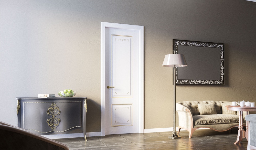 Межкомнатная дверь из Камея (Эмаль) модель ЛЧ13 Ral 7035, Ral 9010, Белый