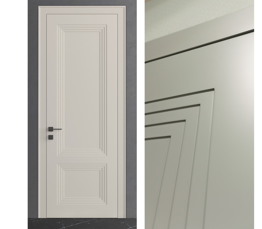 Межкомнатная дверь из серии Комфорт (Шпон и Эмаль) модель Л96 Белый, Ral 9010, Ral 7035