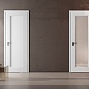 Межкомнатная дверь из серии Комфорт (Шпон и Эмаль) модель PF5 Ral 7035, Ral 9010, Белый