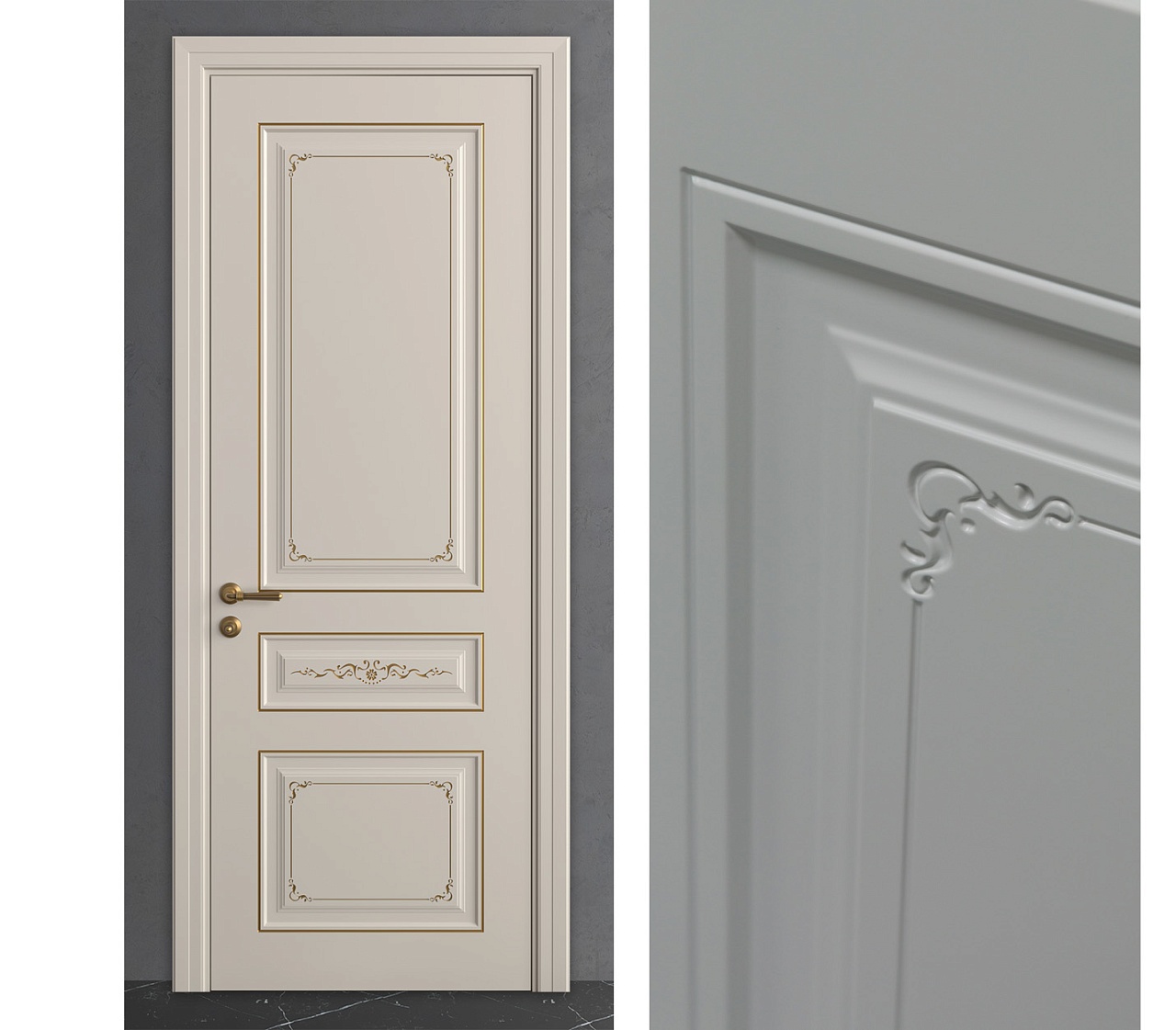 Межкомнатная дверь из серии Камея (Эмаль) модель ЛЧ53 Ral 7035, Ral 9010, Белый