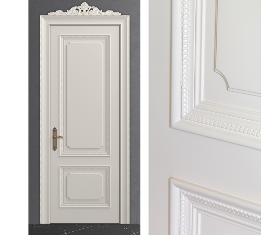 Межкомнатная дверь из серии Вернисаж (Шпон и Эмаль) модель Л70 Ral 7035, Ral 9010, Белый