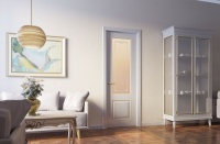 Межкомнатная дверь из Камея (Эмаль) модель ЛЧ13-С Ral 7035, Ral 9010, Белый