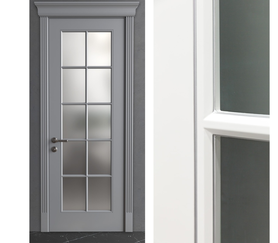 Межкомнатная дверь из Камея (Эмаль) модель ЛН16 Ral 7035