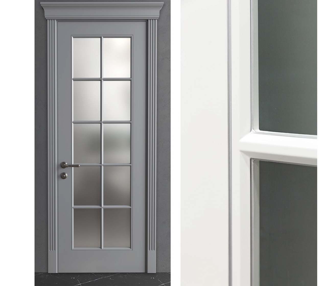 Межкомнатная дверь из серии Камея (Эмаль) модель ЛН16 Ral 7035