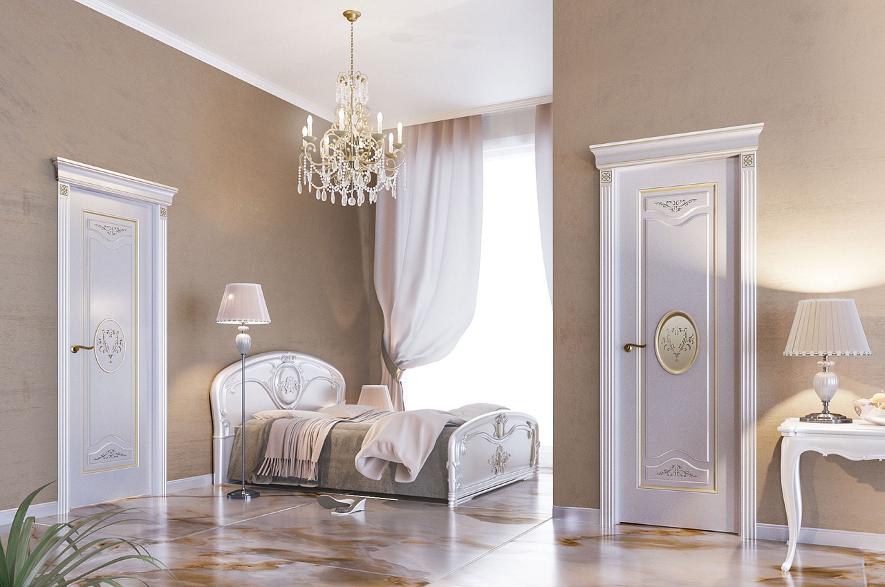 Межкомнатная дверь из серии Аура (Эмаль) модель ЛЧ93 Ral 7035, Ral 9010, Белый