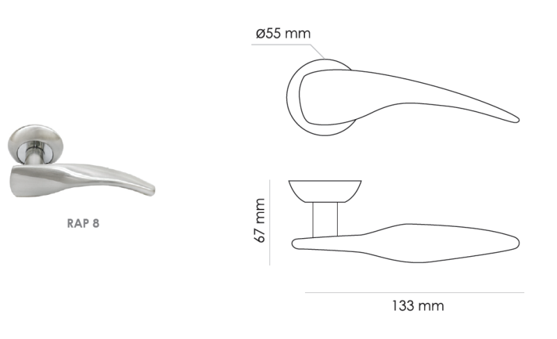 Фото дверной ручки модель RAP 8 от RUCETTI