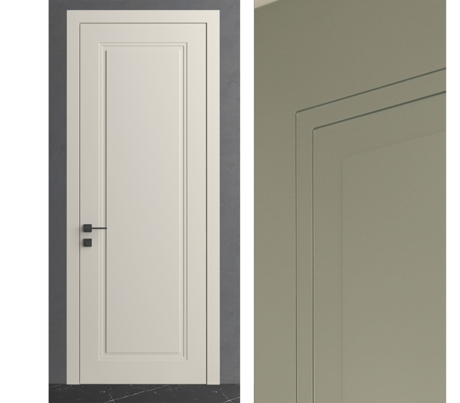 Межкомнатная дверь из серии Комфорт (Шпон и Эмаль) модель Л81 Ral 7035, Ral 9010, Белый