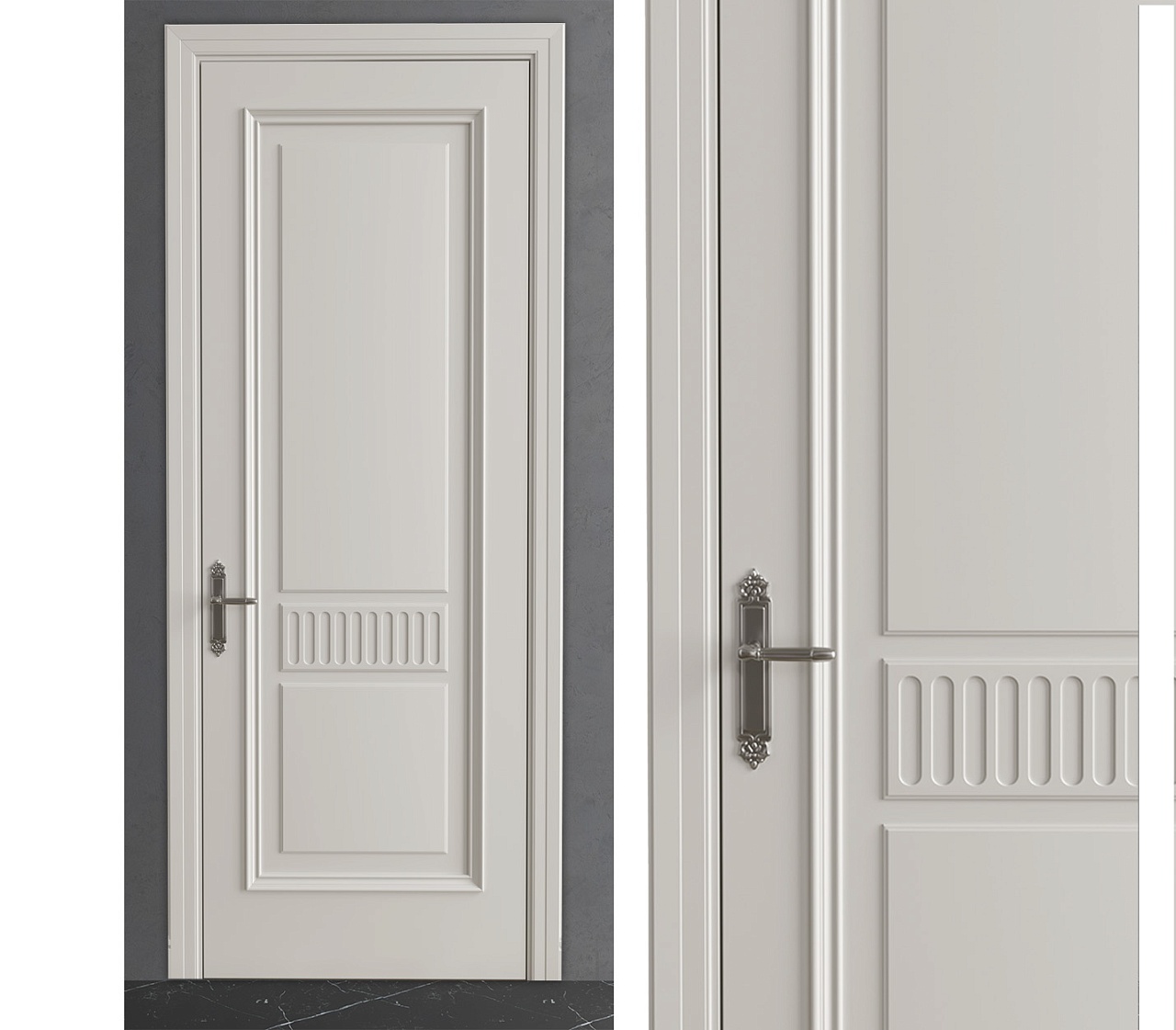 Межкомнатная дверь из серии Вернисаж (Шпон и Эмаль) модель Л48 Ral 9010