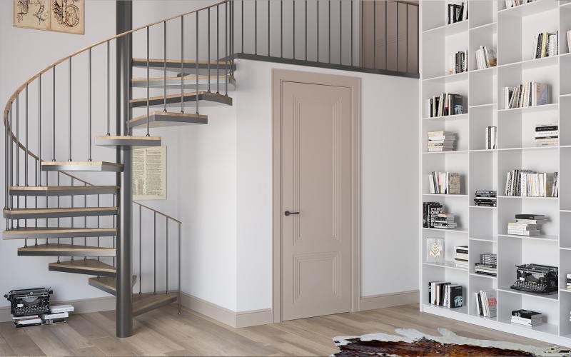 Межкомнатная дверь из серии Комфорт (Шпон и Эмаль) модель Л96 Белый, Ral 9010, Ral 7035