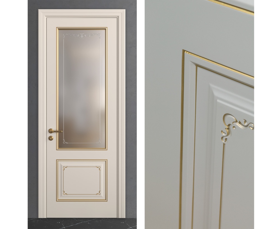 Межкомнатная дверь из Камея (Эмаль) модель ЛЧ13-С Ral 7035, Ral 9010, Белый