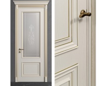 Межкомнатная дверь из серии Вернисаж (Шпон и Эмаль) модель ЛШ41-В Ral 9010