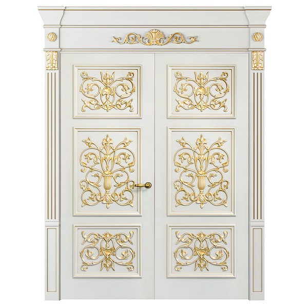 Двупольный дверной блок 107 (отделка эмаль, патина)